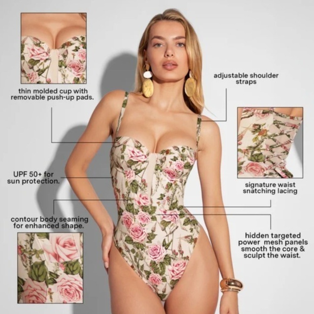 TA3 Sculpting One Piece Brazilian Bombshell Corset Swimsuit Sz M NWOT - Picture 4 of 13
